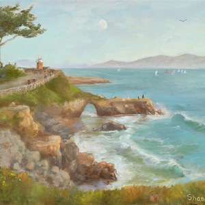 West Side Lighthouse in November. SantaCruz. Surf.moon.seascape.coastalscenes.