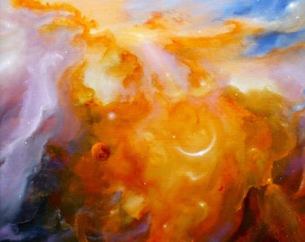 Space Art - Astronomy Art -  Original Oil Painting - 'Other Worlds'.