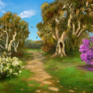Landscape Oil paintings.SC.ArboretumGardens.Santa Cruz Gardens.home Decor. Office Decor. ‘The Garden Path’