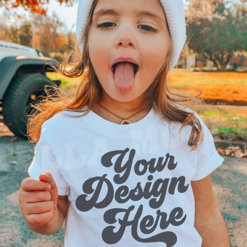 Kids Natural T-shirt Mockup Model Childs Cream off White - Etsy