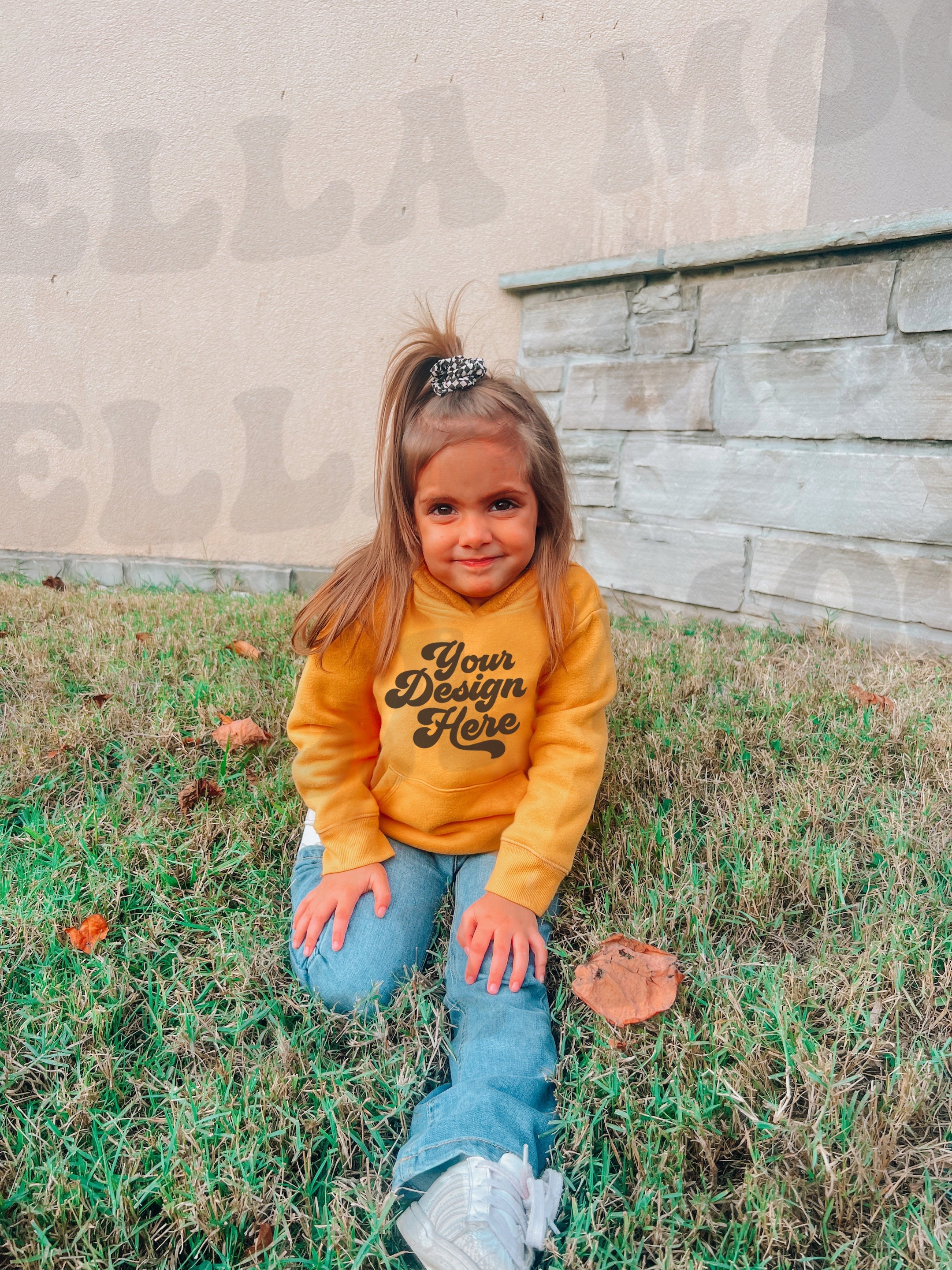 Kids Gold Hoodie Sweatshirt Mockup Model Childs Gildan - Etsy