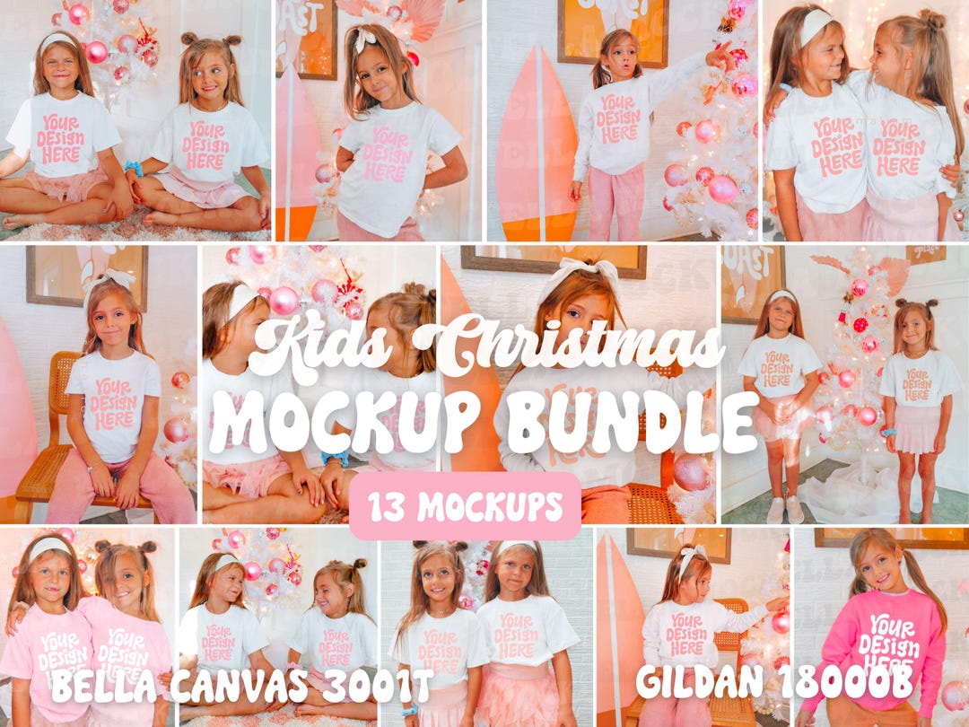 Kids Christmas Mockup Model Bundle | Toddler Bella Canvas 3001T White ...