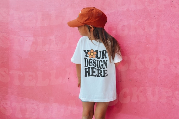 Kids Gildan T-Shirt Mockup Model | Childs White Shirt Mock up | Baby Tee | Toddler Graphic T-Shirt | Outdoor Mockup | Trendy Boho SVG model
