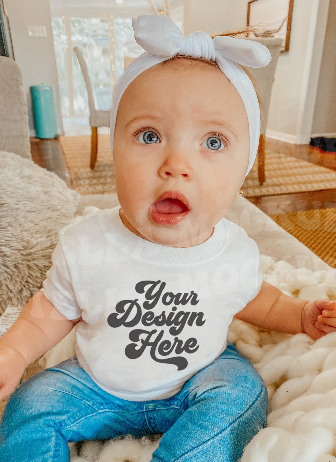 Baby Graphic Tshirt Mockup Boho Model Childs White Etsy