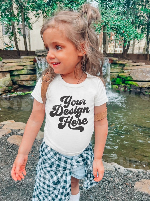 Toddler White T-shirt Mockup Model Childs Boho Shirt Mock up