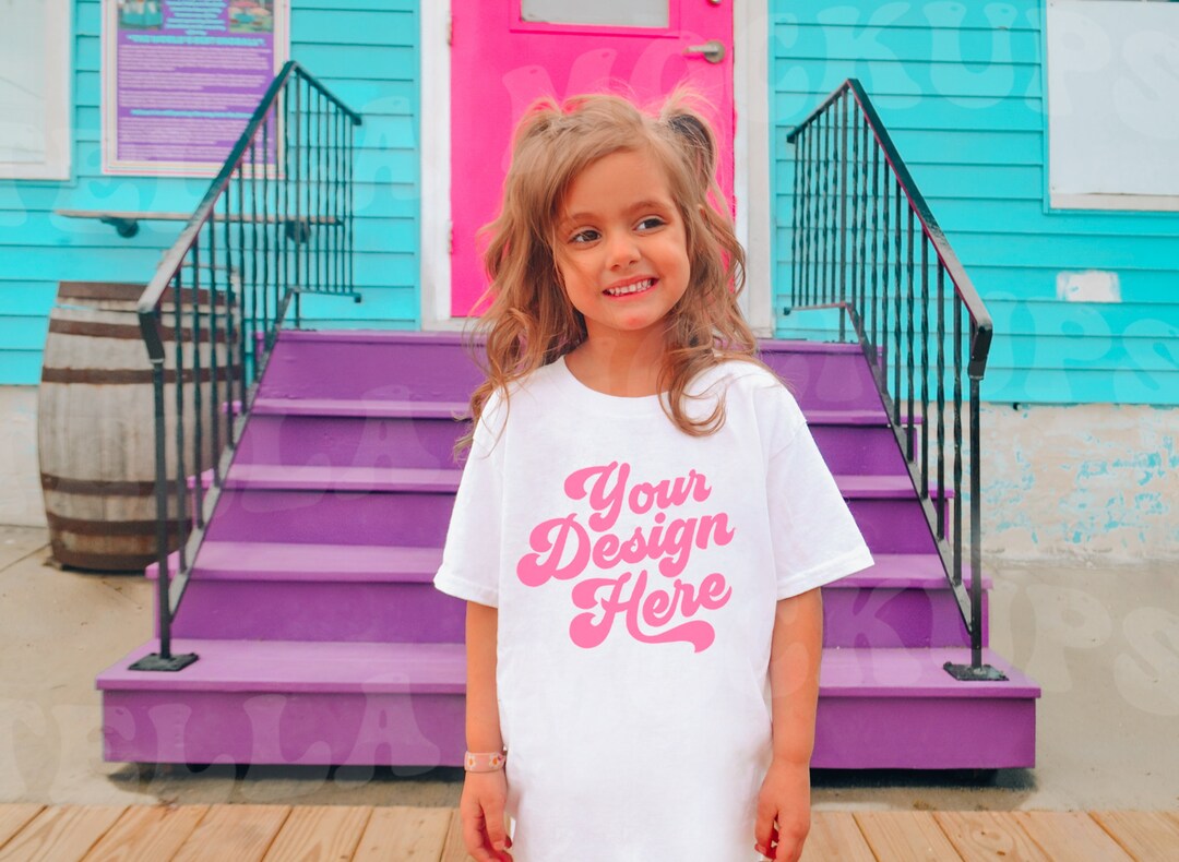 White T-shirt Mockup Model Toddler Girl Tshirt Mock up Childs Shirt ...