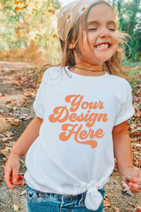 Toddler White T-shirt Mockup Model Childs Boho Shirt Mock up