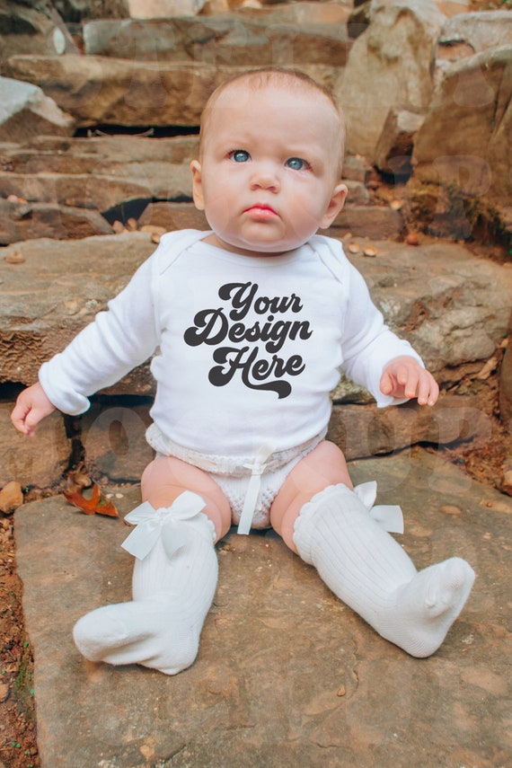 Infant Onesie Rabbit Skins Long Sleeve Onesie White Rabbit Skins