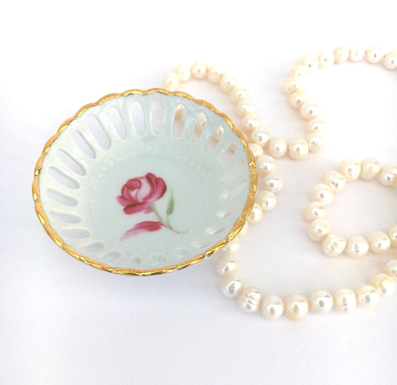 Small dish for jewelry Openwork fine bone China Cup Unique piece