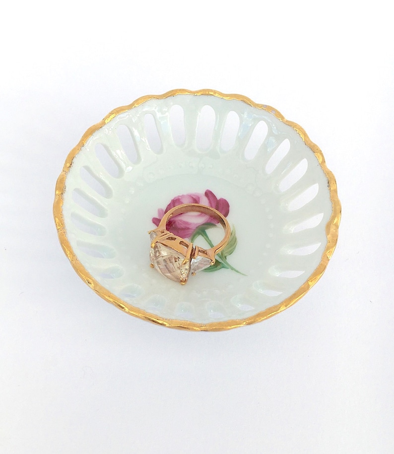 Small dish for jewelry Openwork fine bone China Cup Unique piece