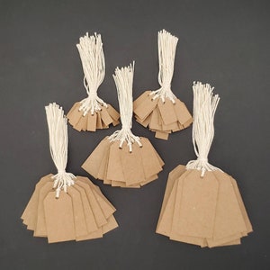 Pre-Strung Heavy Weight Kraft Tags with Twine - 5 sizes to choose from