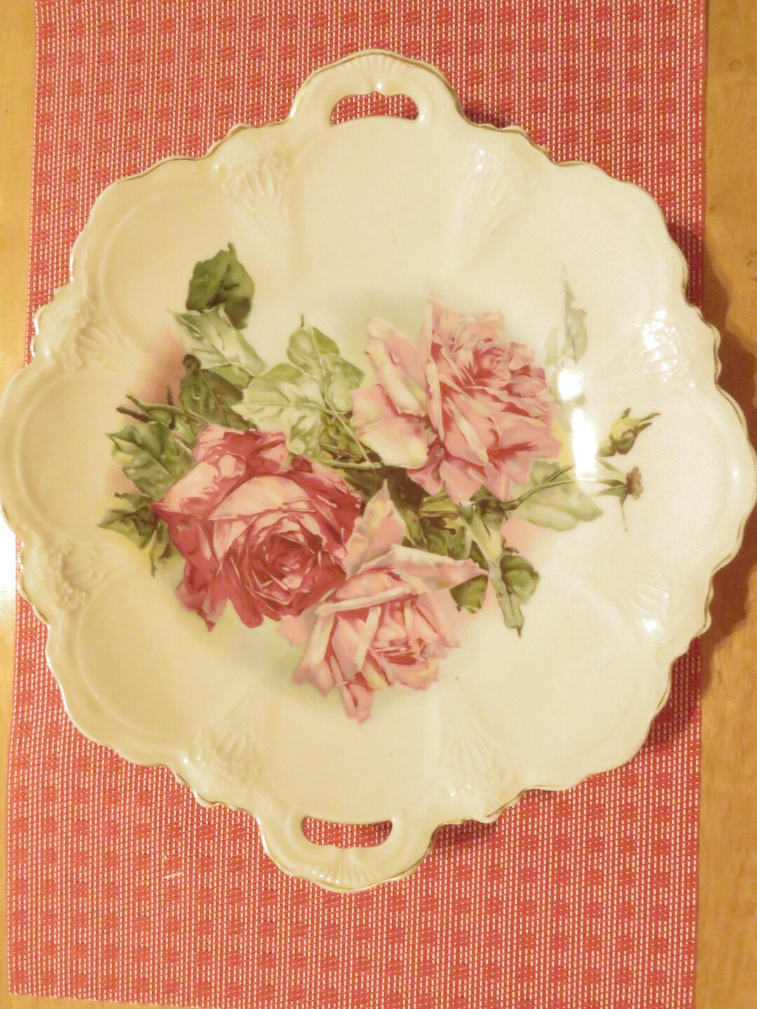 Vintage China/pink Floral Platter/ Irene Z.S. Scherzer & Co Etsy