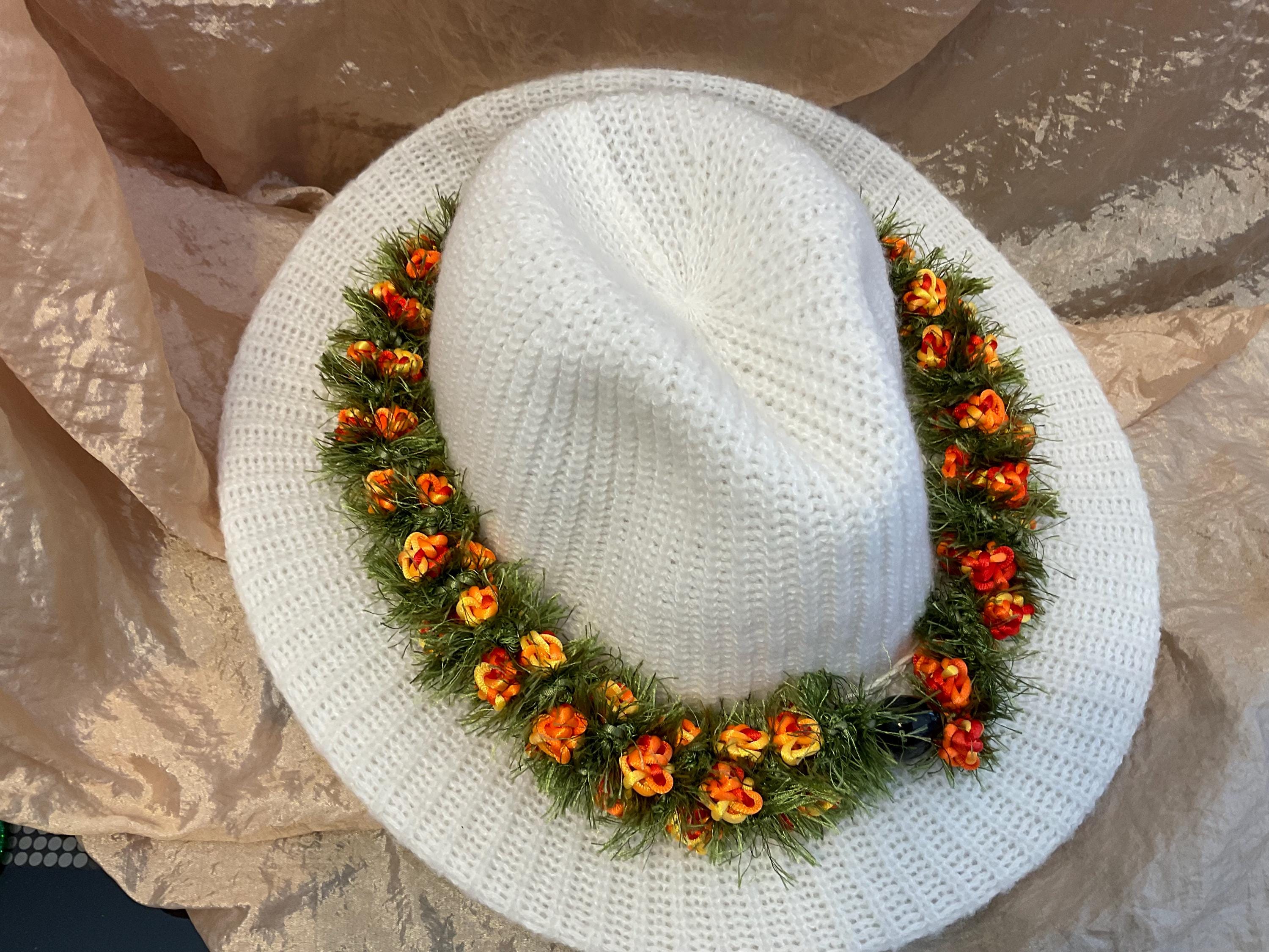 ??Vintage  Hawaiian Style Red & Green Lei/Hat Band Handmade 26\