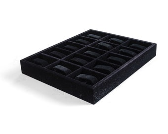 USA made , Watch drawer Organizer, Jewelry Organizer, Wood and Velvet Tray, 15 Compartments with 15 bendable holders , made In USA 15&quot;x12