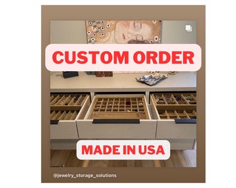 Custom Handmade USA Jewelry Organizer - Stackable Wood & Velvet Drawer Insert tray- must contact!
