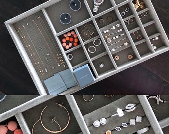 CUSTOM ORDER-Jewelry Organizer Stackable drawer insert, velvet or suede jewelry tray , jewellery boxes , USA made