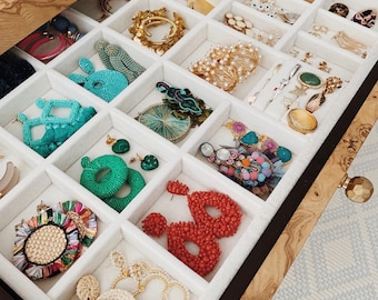 Custom USA Handmade Velvet & Suede Jewelry Organizer – Stackable Drawer Tray- Must Contact!
