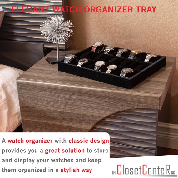 Watch Organizer Drawer Insert Wood And Velvet Jewelry Tray Etsy