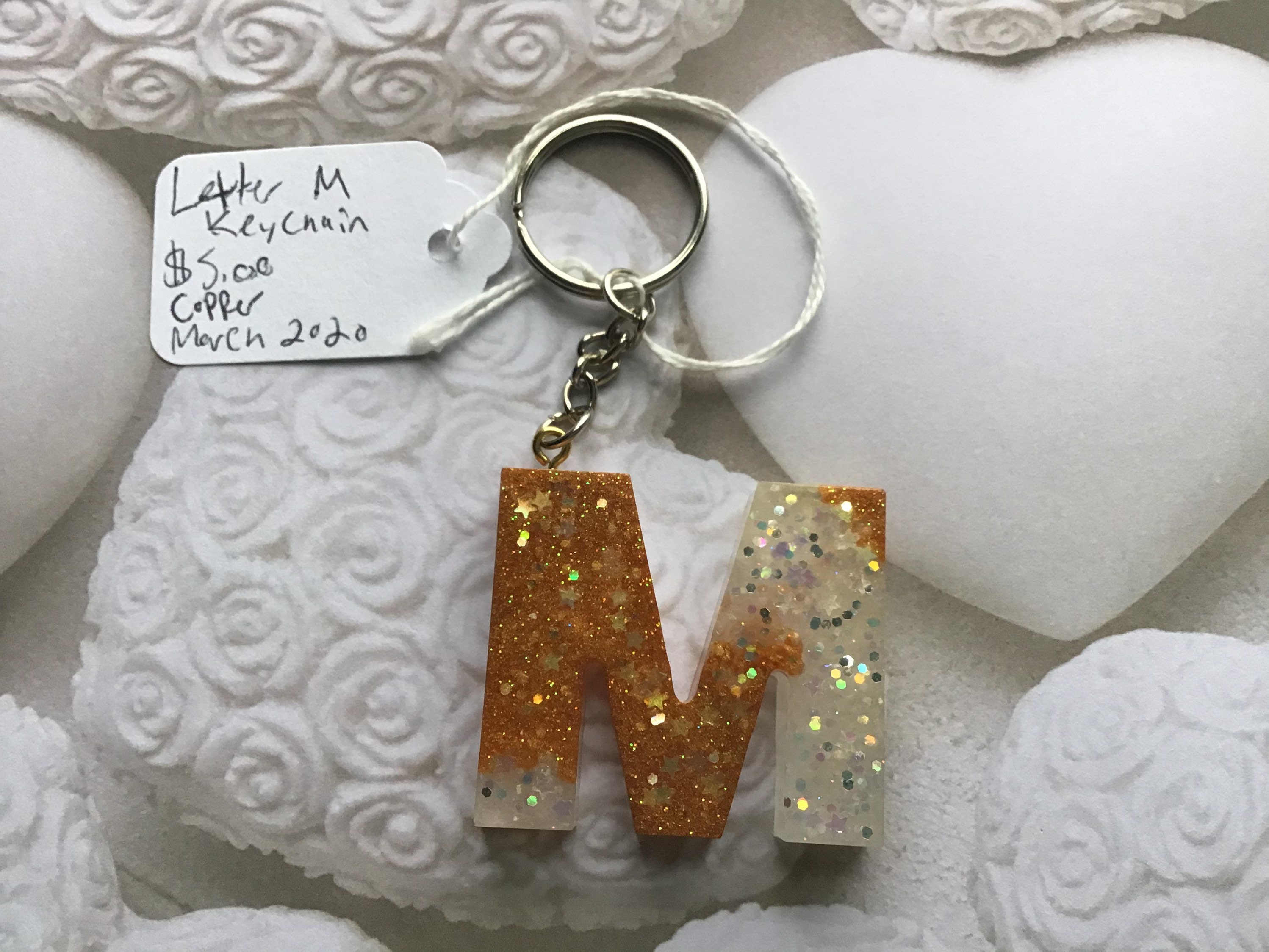 Letter M Keychain Etsy