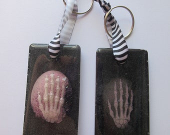 Handmade Skeleton Hand Keychains - Etsy