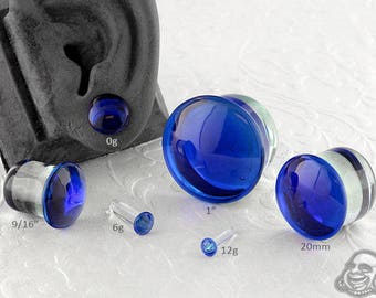 Single Flare Cobalt Dome Plugs 14g, 12g, 10g, 8g, 6g, 4g, 2g, 1g, 0g, 9mm, 10mm, 7/16", 12mm, 9/16", 5/8", 18mm, 20mm, 7/8", 1"