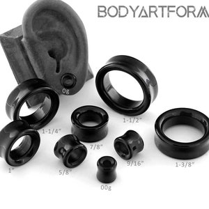 Black Onyx Eyelets 0g, 00g, 7/16&quot;, 1/2&quot;,  9/16&quot;, 5/8&quot;, 3/4&quot;, 7/8&quot;, 1&quot;, 1-1/4&quot;, 1-3/8&quot;, 1-1/2&quot; (Sold as pairs)