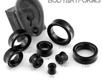 Black Onyx Eyelets 0g, 00g, 7/16", 1/2",  9/16", 5/8", 3/4", 7/8", 1", 1-1/4", 1-3/8", 1-1/2" (Sold as pairs)