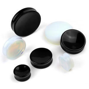 Double Flare Stone & Glass Concave Plugs 1", 1-1/8", 1-1/4", 1-5/16", 1-3/8", 1-1/2", 1-9/16", 1-5/8", 1-3/4", 1-7/8", 2" (Sold as pairs) :
