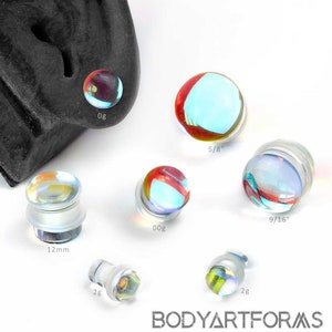 Single Flare Polaris Glass Plugs 2g, 0g, 00g/10mm, 7/16&quot;, 12mm, 9/16&quot;, 5/8&quot;