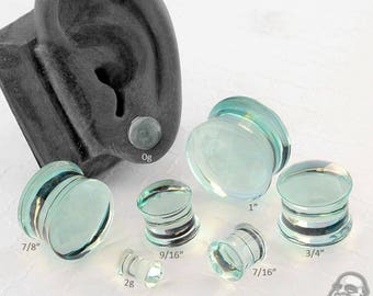 DF Aquamarine Colorfront Glass Plugs (2g, 1g, 0g, 9mm, 10mm, 7/16", 1/2" , 9/16", 5/8", 3/4", 7/8", and 1")