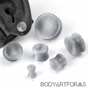 Double Flare Gray Cat Eye Plugs   2g, 0g, 00g/10mm, 1/2&quot;, 9/16&quot;, 5/8&quot;, 3/4&quot;, 7/8&quot;, 1&quot;