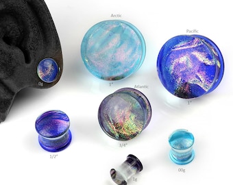 Double Flare Wave Dichro Glass Plugs  2g, 1g, 0g, 00g/9mm, 00g/10mm, 7/16", 1/2", 5/8", 3/4", 1" :