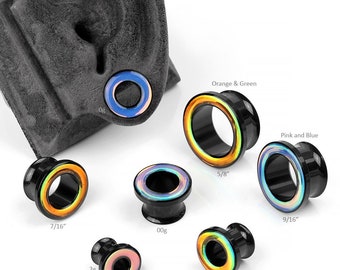 Double Flare Steel Hologram Eyelets, 2g, 0g, 00g/9mm, 00g/10mm, 7/16", 1/2", 9/16", 5/8" (Sold as pairs) :