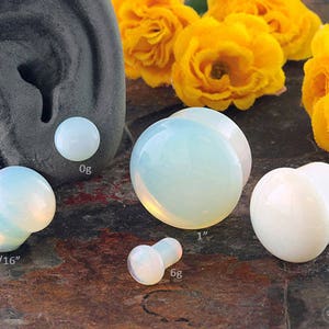 SF Opalite plugs 6g, 4g, 2g, 0g, 00g, 7/16&quot;, 1/2&quot;, 9/16&quot; , 5/8, 3/4&quot;, 7/8&quot;, 1&quot; (Sold as pairs)