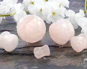 DF Faceted Rose Quartz plugs 0g (8mm), 00g (10mm), 7/16" (11mm), 12mm, 9/16" (14mm), 5/8" (16mm), 3/4" (19mm), 7/8" (22mm), 1" (25mm)