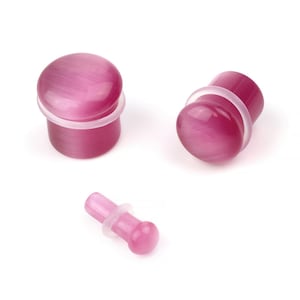 Single Flare Fuchsia Cat's Eye Plugs 6g, 4g, 2g, 0g, 00g, 12mm, 9/16", 5/8" :