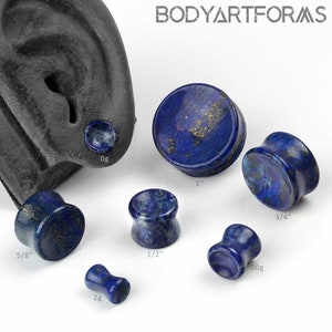 Concave Lapis plugs 2g, 0g, 00g(10mm), 7/16&quot;, 1/2&quot; 9/16&quot;, 5/8&quot;, 3/4&quot;, 7/8&quot;, 1&quot; (Sold as pairs)