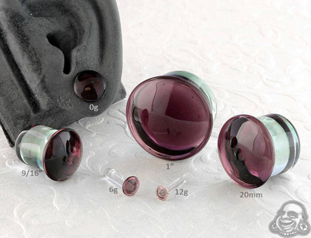 Dome Plug Single Flare Purple Dome Plugs 12g, 10g, 8g, 6g, 4g, 2g, 1g, 0g, 9mm ...
