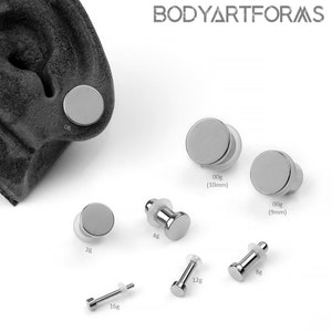 Single Flare Titanium Stretching Plugs, 16g, 14g, 12g, 10g, 8g, 7g, 6g, 5g, 4g, 3g, 2g, 2g, 1g, 0g, 00g/9mm, 00g/10mm (Sold as pairs) :
