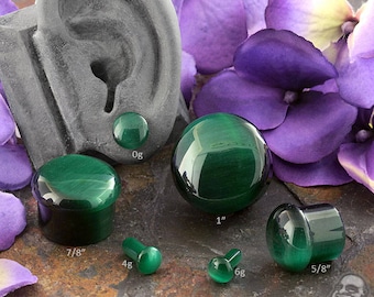 SF Dark Teal Cat Eye plugs 6g, 4g, 2g, 0g, 00g, 7/16", 1/2", 9/16" , 5/8, 3/4", 7/8", 1" (Sold as pairs)