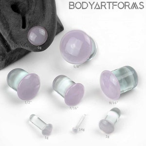 Single Flare Pink Lilac Dome Plugs 14g, 12g, 10g, 8g, 7g, 6g, 5g, 4g, 3g, 2g, 1g, 0g, 00g, 7/16", 1/2", 9/16", 5/8" (sold as pairs)