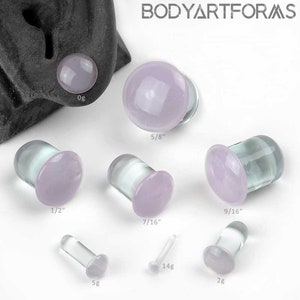 Single Flare Pink Lilac Dome Plugs 14g, 12g, 10g, 8g, 7g, 6g, 5g, 4g, 3g, 2g, 1g, 0g, 00g, 7/16&quot;, 1/2&quot;, 9/16&quot;, 5/8&quot; (sold as pairs)