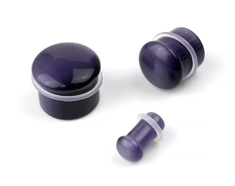 Tapones de ojo de gato morados de un solo ensanchamiento de 6 g, 4 g, 2 g, 0 g, 00 g, 12 mm, 9/16", 5/8" :