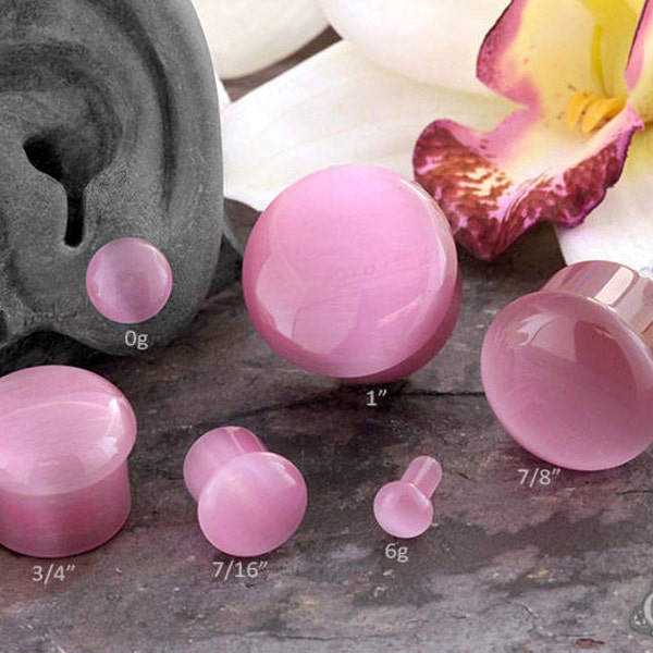 SF Rose Cat Eye plugs 6g, 4g, 2g (6mm), 0g, 00g (10mm), 7/16", 1/2", 9/16" , 5/8, 3/4", 7/8", 1" (Sold as pairs)