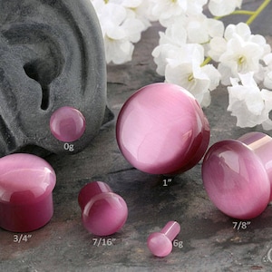 SF Orchid Cat Eye plugs 6g, 4g, 2g (6mm), 0g, 00g (10mm), 7/16", 1/2", 9/16" , 5/8, 3/4", 7/8", 1" (sold as pairs)