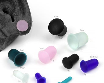 Glass Single Flare Matte Plugs 8g, 6g, 4g, 2g, 0g, 00g (10mm), 7/16", 1/2" (Sold as pairs) :