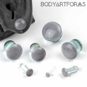 Single Flare Foggy Gray Dome Plugs 14g, 12g, 10g, 8g, 7g, 6g, 5g, 4g, 3g, 2g, 1g, 0g, 00g, 7/16", 1/2", 9/16", 5/8" (Sold as pairs)