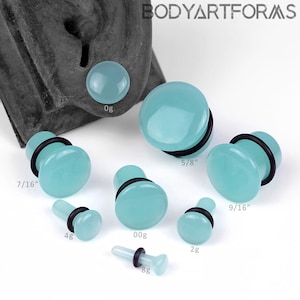 Single Flare Glacier Glass Plugs 8g, 6g, 4g, 2g (6mm), 1g (7mm), 0g, 00g (10mm), 1/2&quot;, 9/16&quot;, 5/8&quot; (Sold as pairs)