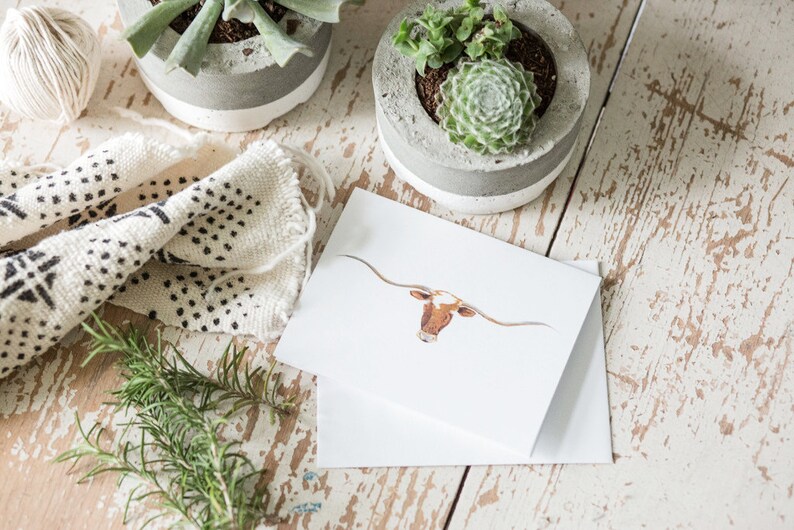 Longhorn Card Texas Longhorn Gift for Him Blank Card Cow Etsy
