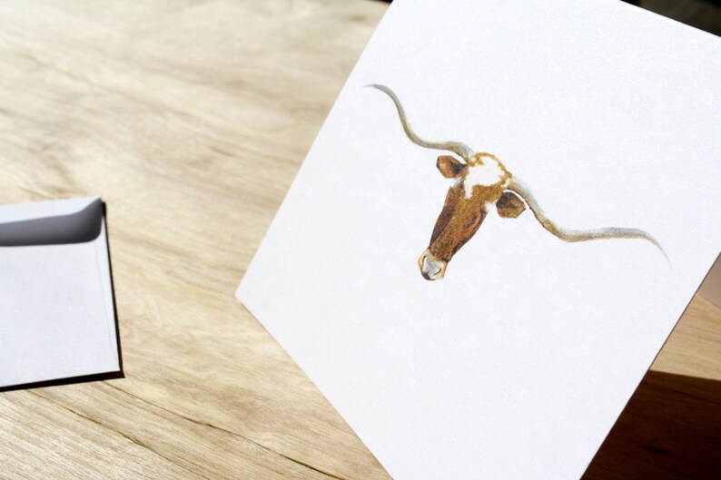 Longhorn Card Texas Longhorn Gift for Him Blank Card Cow Etsy